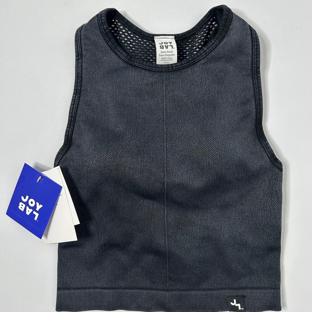 Joy Lab Women's XS Black ContourFlex Cropped Tank Top Athletic Activewear NWT